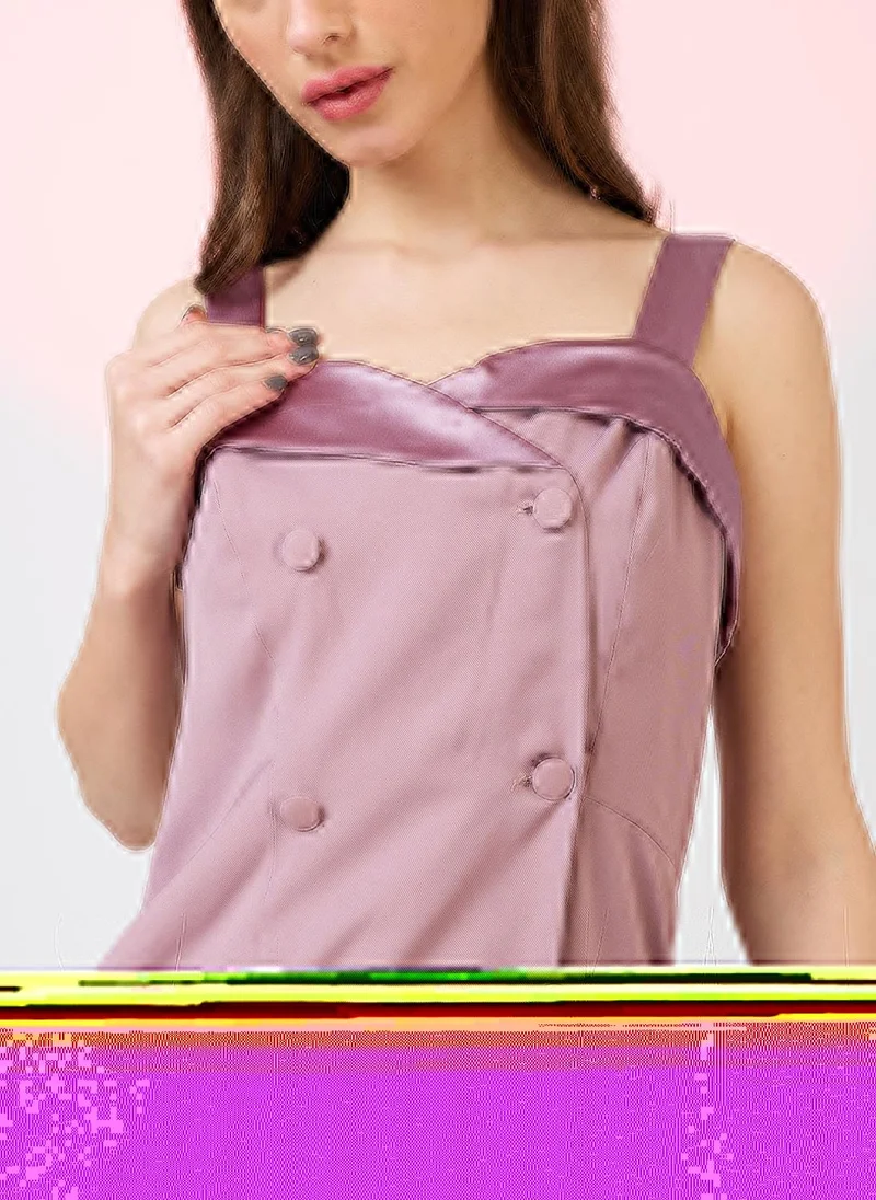 globus Mauve Globus Women Sweetheart Neck Strappy Shoulder Double Breasted Workwear Jumpsuit for Women | Best Price UAE